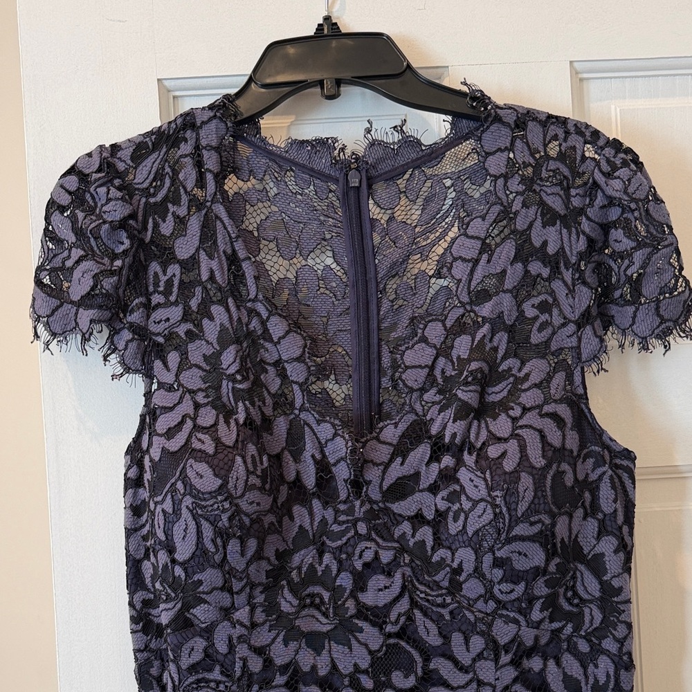 Eliza J Navy Floral Lace Dress with Cap Sleeves - Picture 5 of 6